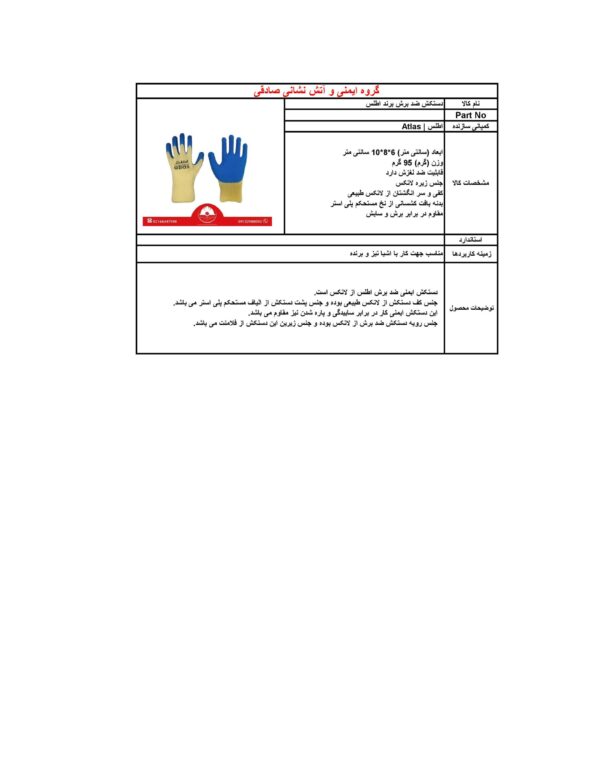 دستکش ضد برش برند اطلس | ATLAS