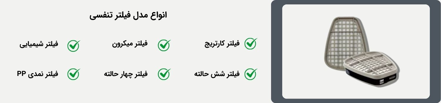 انواع مدل فیلتر تنفسی